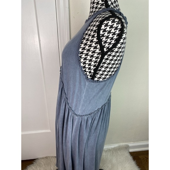 POL Women's M Washed Blue Stretchy Racerback T-Shirt Tank Dress - Picture 4 of 9